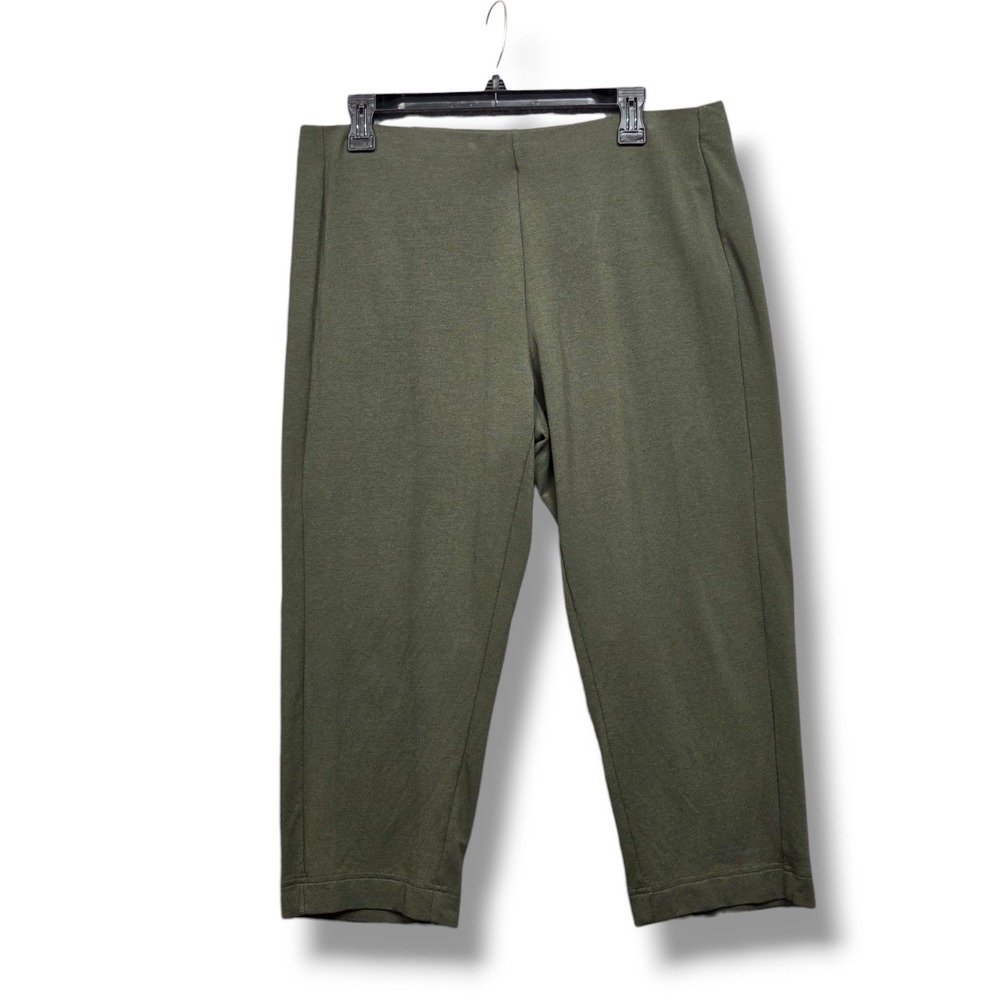 Pure Jill Slim Leg Cropped Pants Womens XS Green Pull On Mid Rise